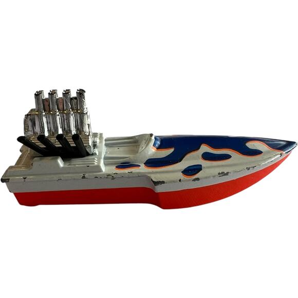 Vintage 1975 Matchbox Seafire Speedboat with Flame Decals, Red & White - Picture 4 of 8